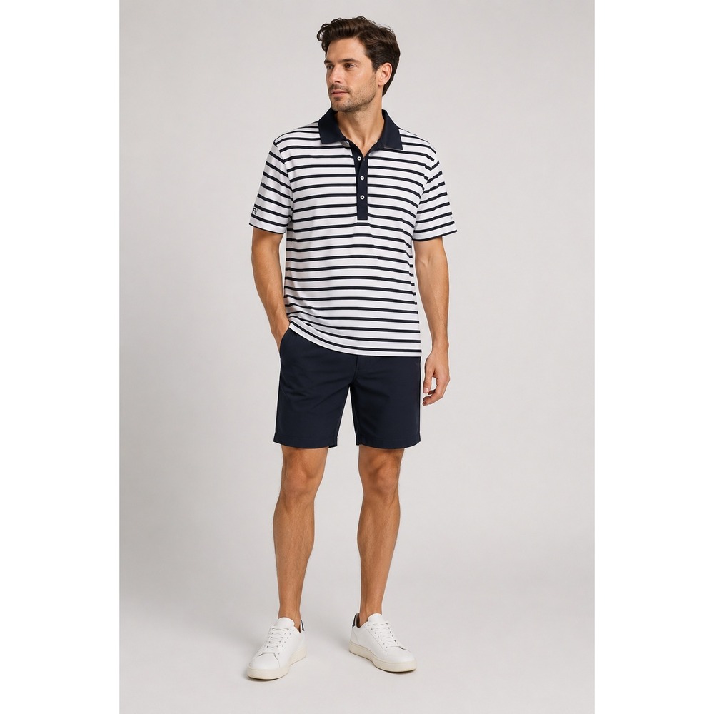 RLX Ralph Lauren Mens Size Medium Navy White Striped Performance Golf Polo Shirt